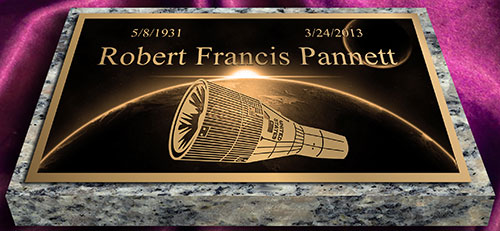 space craft individual bronze memorial, bronze individual memorial marker